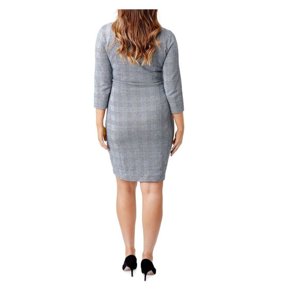 NOM Womens Gray Houndstooth Long Sleeve Above The Knee Sheath Dress Size: S - Picture 2 of 2